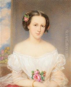 A Portrait Of A Young Women In A White Dress by Emanuel Thomas Peter