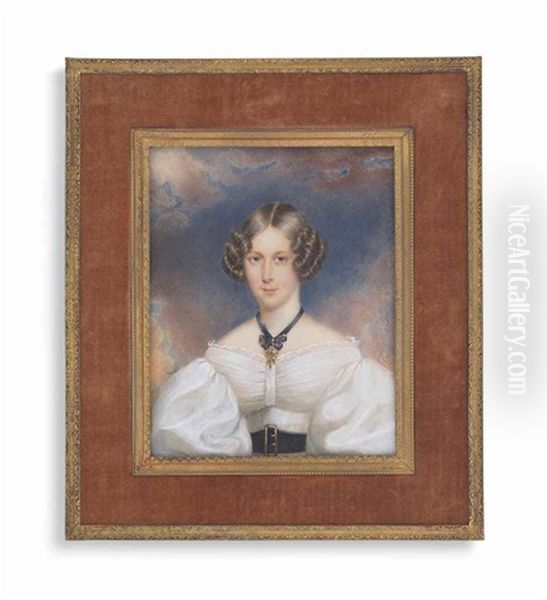 A Young Lady, In White Dress With Puffed Sleeves - view 1
