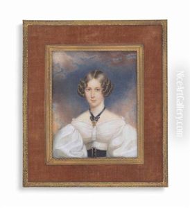 A Young Lady, In White Dress With Puffed Sleeves A Young Lady, In White Dress With Puffed Sleeves