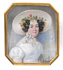Portrait De Femme Au Chapeau Fleuri