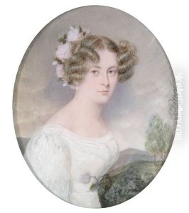 Bildnis Einer Jungen Frau Mit Blumen Im Haar, Vor Einer Landschaft