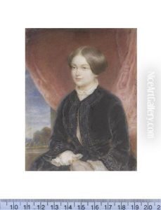 Baroness Marie Freifrau Von Ebner-eschenbach Nee Dubsky (1830-1916), Seated Before Red Drapery, Wearing Black Dress And Matching Coat