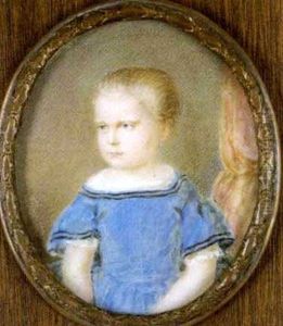 Bildnis Eines Blonden Knaben In Blauem Kleid by Emanuel Thomas Peter