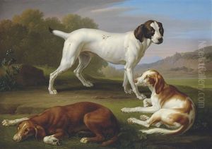 A Pointer And Two Setters In A Classical Landscape by Wenceslaus (Wenzel) Peter