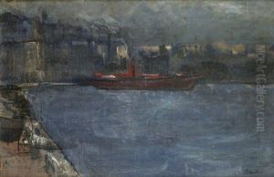 Bateau Quittant Le Port by Adolphe Peterelle