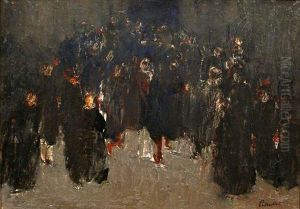 Foule Sur La Place by Adolphe Peterelle