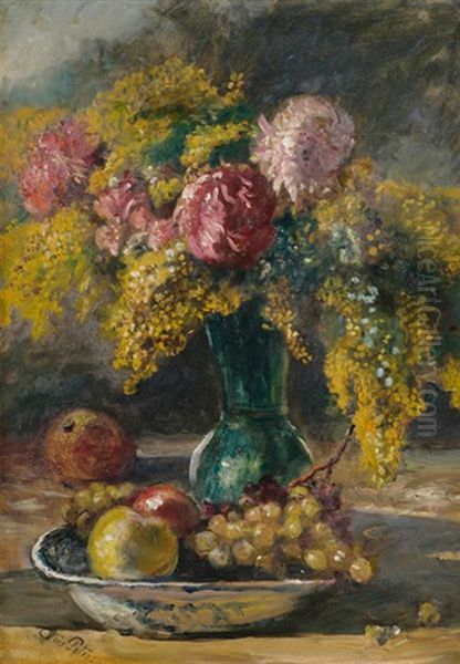 Stilleben Mit Blumen Und Fruchten In Einer Schale - view 1