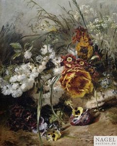 Wiesenstuck Mit Pfingstrose, Stiefmutterchen, Phlox Und Schleierkraut by Anna Peters