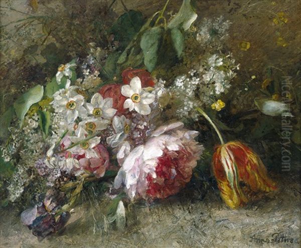 Blumenstilleben Mit Pfingstrosen Und Weisem Fli - view 1