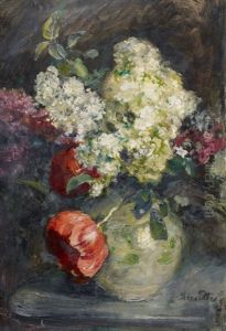 Bluhender Flieder Mit Mohn In Einer Vase by Anna Peters