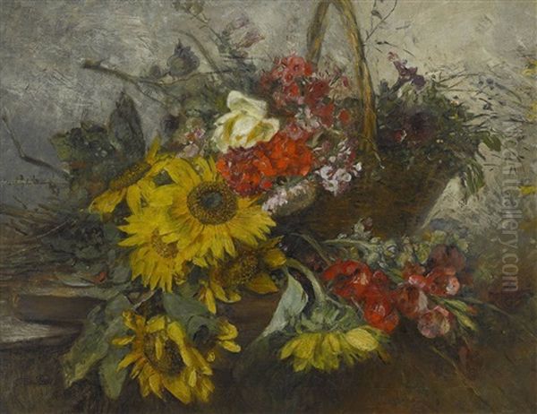 Sommerblumen In Einem Korb - view 1