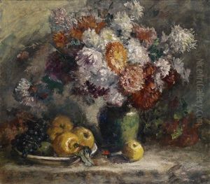 Blumenstuck Mit Obstteller by Anna Peters