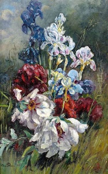 Arrangemment Von Bunten Sommerblumen Auf Dem Waldboden - view 1