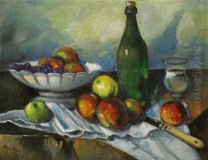 Fruchtestillleben Mit Flasche Und Glas