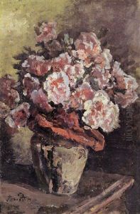 Rosenstraus In Einer Tonvase by Anna Peters
