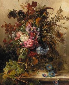 A Field Bouquet With Hydrangea, Fuchsia And Other Flowers by Anna Peters