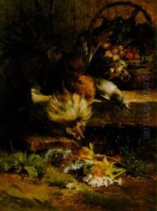 A Still Life With Poultry And Vegetables by Anna Peters