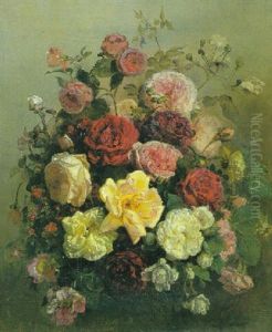 Rosenbouquet Vor Graulichbraunem Hintergrund