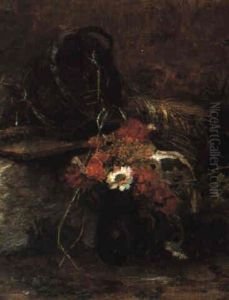 Stilleben Mit Korb Und Blumenstraus Stilleben Mit Korb Und Blumenstraus