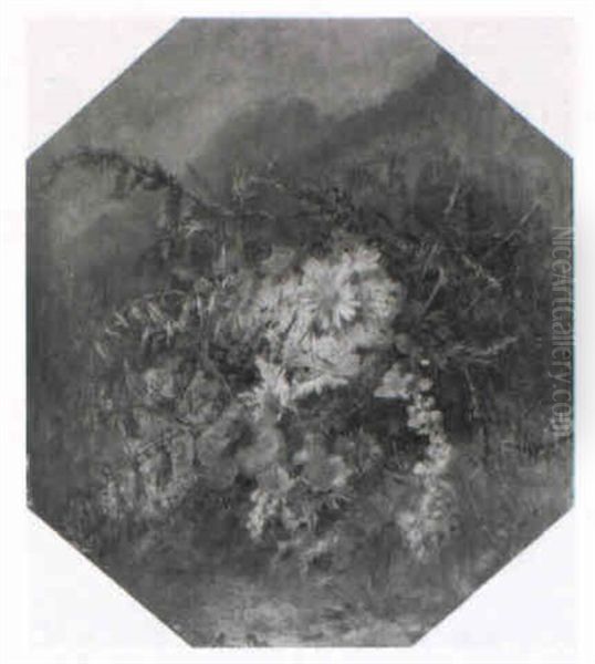 Feldblumenstraus Vor Waldlandschaft - view 1