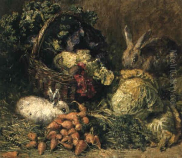 Zwei Kaninchen Bei Einem Gem_sekorb - view 1