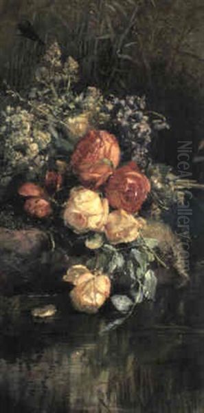 Summer Flowers By A Stream - view 1