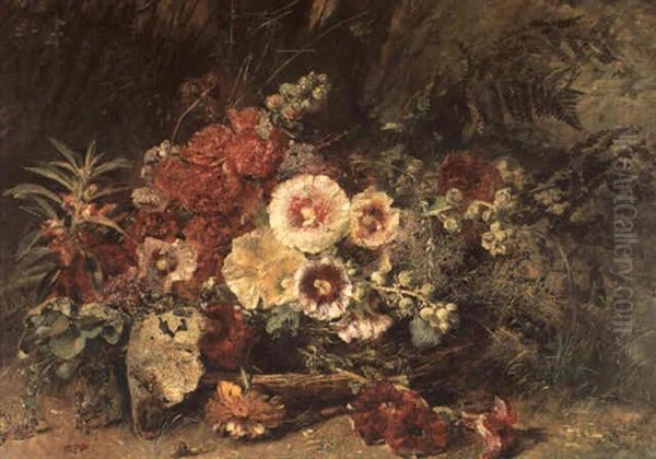Korb Mit Blumen In Landschaft - view 1