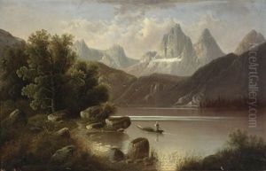 Summer On An Alpine Lake by August Peters