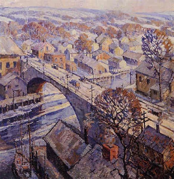 Aerial View Of City In Winter - view 1