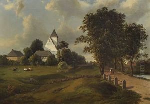 Ansicht Von Ziethen Bei Anklam: Marienkirche Und Pfarrhaus by Bernhard Peters