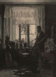 Interior Med Kunstneren Og Dennes Hustru I Prebia I Havestuen+ Interior Med Kunstneren Og Dennes Hustru I Prebia I Havestuen+