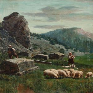 Shepherds In The Mountains With Their Sheep