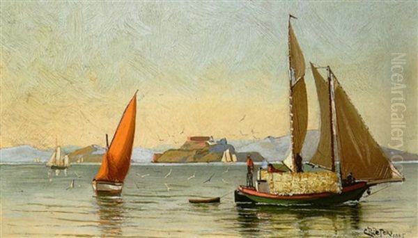 A View Of Alcatraz With Fishing Boats In The Foreground - view 1
