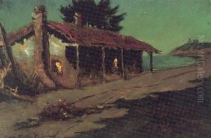Ocean Side Monterey Adobe At Night by Charles Rollo Peters