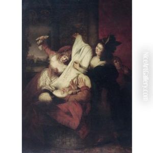 Mrs Page, Mrs Ford And Falstaff. Falstaff Goes Into The Basket; They Cover Him With Foul Linen (scene From Act Iii Scene Iii, The Merry Wives Of Windsor) by Rev. Matthew William Peters