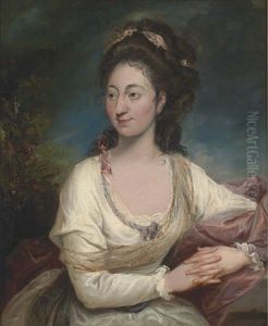 Portrait Of A Lady  In A White Dress by Rev. Matthew William Peters