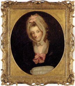 Portrait Of A Lady (the Artist's Wife?) In A Black Dress, Silk Scarf And Bonnet by Rev. Matthew William Peters