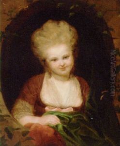 Portrait Of Miss Smith In A Brown Dress With Lace Trim, At A Casement Portrait Of Miss Smith In A Brown Dress With Lace Trim, At A Casement