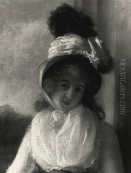 Portrait Of A Woman In A Feathered Bonnet - view 1