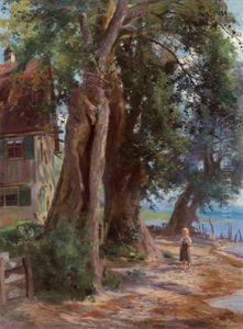 Kleines Madchen Am Seeufer by Otto Seraphim Peters