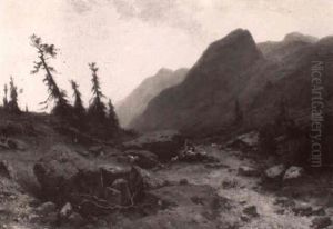 Rast Des Ziegenhirten Auf Der Passhohe by Otto Seraphim Peters