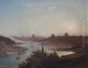 A View Of Istanbul With The Bosporus At Sunset by Pieter Francis Peters