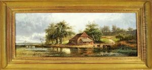 Landliche Idylle Mit Hof Am Fluss Nach Einem Gewitter