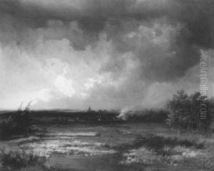 Schwabische Landschaft Unter Einem Aufziehenden Gewitter