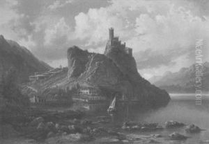Oberitalienischer See Mit Alter Burganlage Auf Einem Machtigen Felsen by Pieter Francis Peters