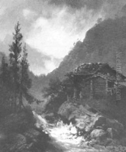 Einsam Gelegene Sennerhutte An Einem Rauschenden Wildbach