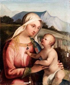 Madonna Col Bimbo In Paesaggio by Boccaccio Boccaccino