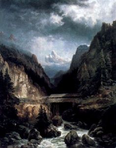Gebirgsklamm Mit Holzbrucke