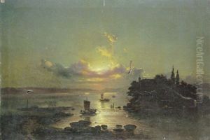 Itallienische Seelandschaft Bei Morgendammerung