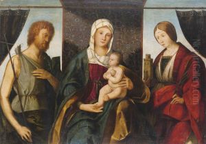 Madonna Col Bambino, San Giovanni Battista E Santa Barbara by Boccaccio Boccaccino